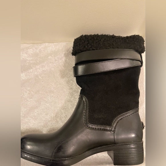 Coach Zena Black Suede Leather Winter Mid-Calf Boot Size 8B - Picture 6 of 10